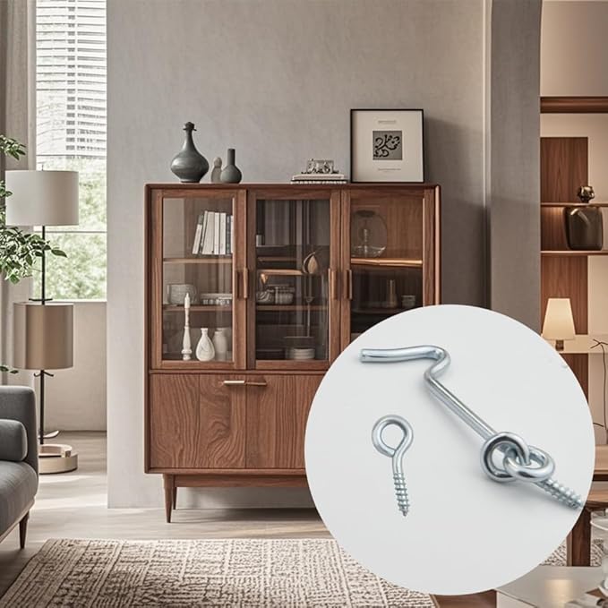 8 Pcs 2 inches Cabin Hook Eye Latch Gate Door Swivel Window Door Hook with Mounting Screws (Sliver, 2 inches)