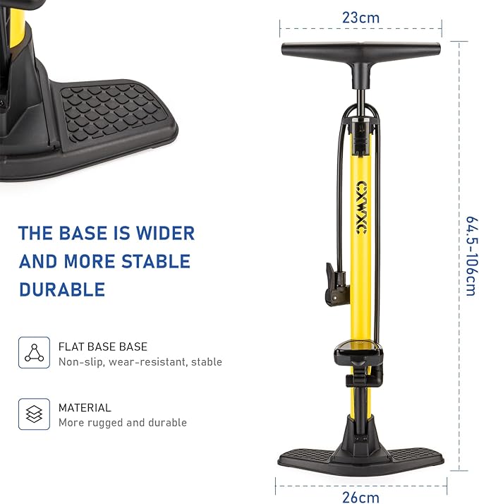 CXWXC Bike Floor Pump with Digital Gauge – 140 PSI Bicycle Tire Pump fits Presta & Schrader Valve – Portable Bike Air Pump with Large Display for Easy to Read