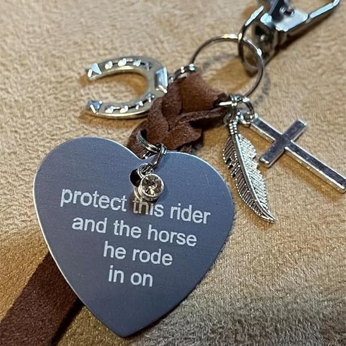 Protect This Rider and The Horse She Rode in On-Saddle Charm, Saddle Heart Charm, Equestrian Riding Gift,Horse Lovers Gifts