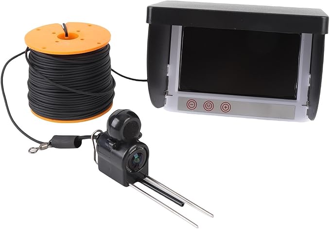 水中釣りカメラ、水中魚群探知機、1080P、5MP、195°広角、4.3インチスクリーン、8個フィルライト、50m耐張ケーブル、収納バッグ付き、氷上釣り筏用
