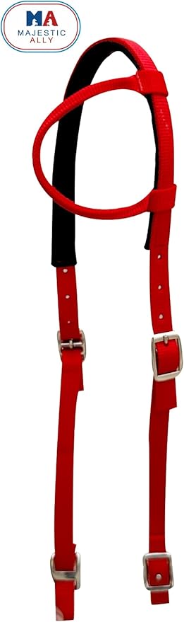 Majestic Ally Nylon Padded Sliding Single Ear Headstall for Horses- Set of 2 - Multiple Colors