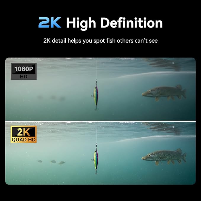 録画機能付き2K DVR水中釣りカメラ 6インチOLED高輝度ディスプレイ | 10000mAhバッテリー、220°広角、IRナイトビジョン | 氷上およびボート釣り用プロフェッショナルポータブルキット