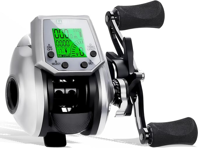 Digital Baitcasting Fishing Reel with LCD Display 8oz Ultralight 7+1 BB Electric Baitcaster Reel 22 LB Max Drag 7.2:1 Gear Ratio Left/Right Handed Compact Design for Freshwater Saltwater TX900