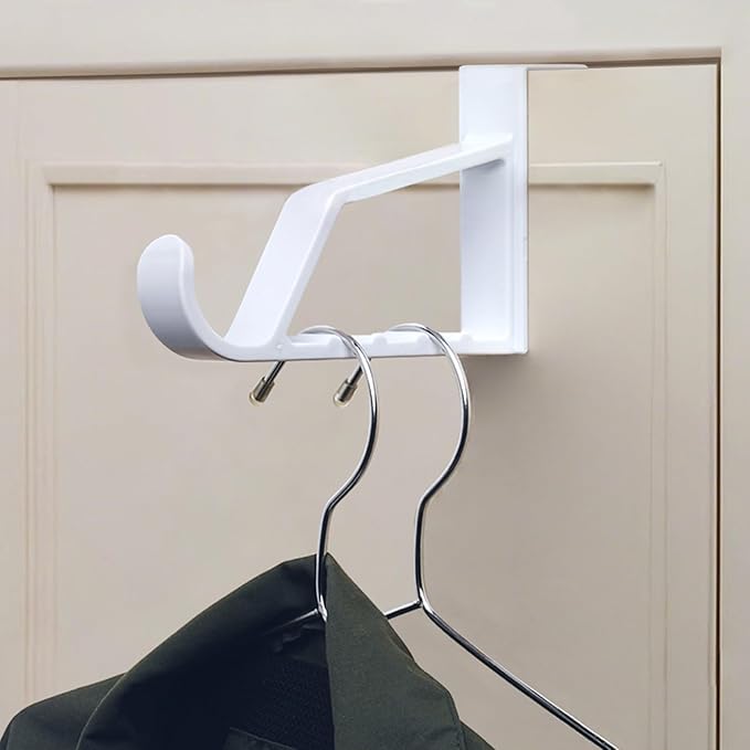 New Talent 2pcs Over The Door Hanger Holder (White) 2 Pack Over The Door Hooks for Hangers, Door Hanger Hooks, Storage Organizers