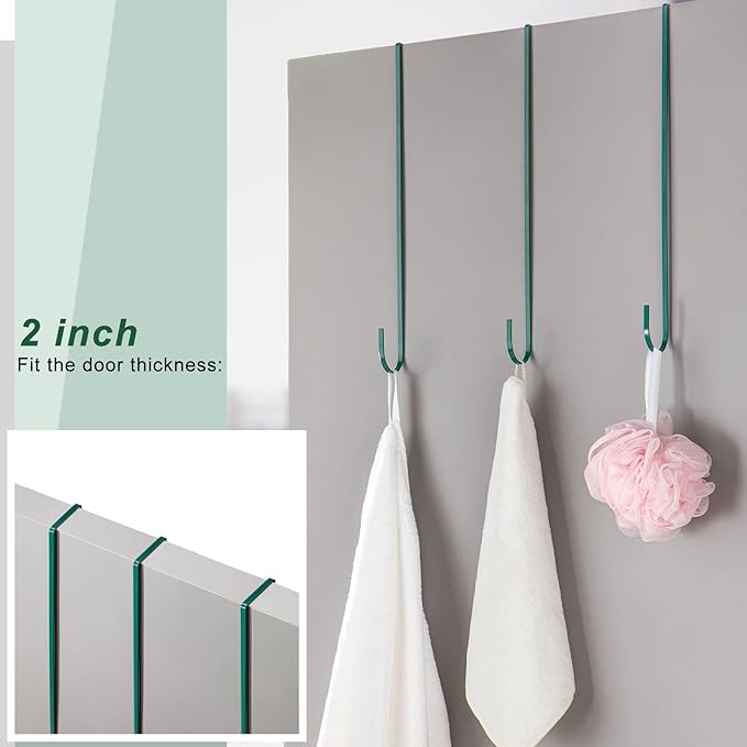 Hotop 15 Inch Wreath Hangers for Front Door Wreath Doors Hangers Steel Material Clothes Towel Hooks Holder Over The Door Hanger Hooks 2 Pcs for Christmas Halloween Front Decorations(Green)