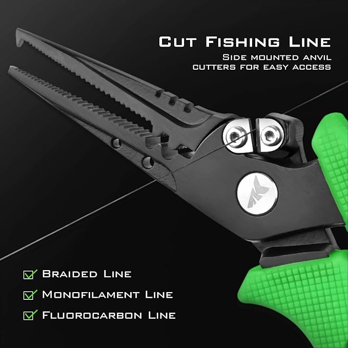 KastKing Cutthroat 7インチ スプリットリングプライヤー、420ステンレス製、海水対応、タングステンカーバイドカッター搭載