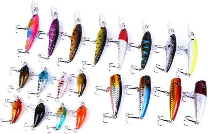 Aorace 釣りルアーキット ミノー ポッパー クランクベイト フック付き 海水 淡水 トラウト バス サーモン釣り用
