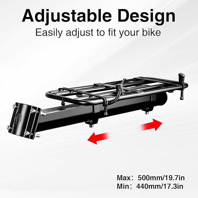 WEEROCK Adjustable Universal Rear Bike Rack, Fits 20" 24" 26" 27.5" 29" Inch Bicycles, MTB, 15kg/33 lbs Load Capacity Steel Bicycle Carge Rack, Easy Installation on Bicycle Seat Post