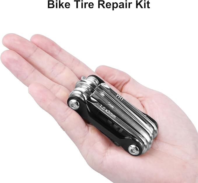 Carbon Steel Multi-Tool for Road and Mountain Bikes - Chain Tool, Chain Breaker, Bike Multitool, Tire Repair Kit with 12 Precision Tools