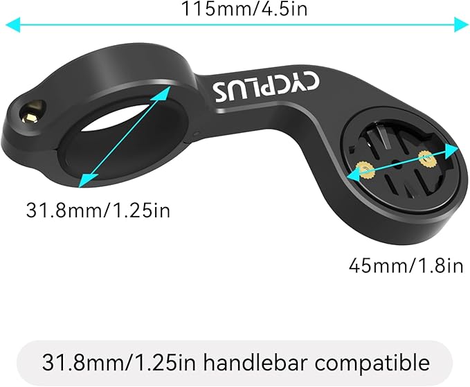 CYCPLUS Cycling Out Front Bike Mount Designed for All Cycling Computer, Garmin Edge 520 530 820 830 1000 GPS and Other Normal Models, Fits 12.5 inches(31.8mm) Diameter Handlebars Only.