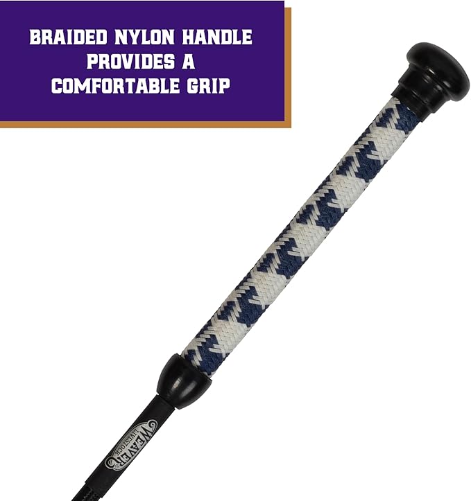 Weaver Livestock Basic Pig Show Whip, Hog Livestock Whip with Braided Nylon Handle, Leather Popper, Lightweight Braided Shaft