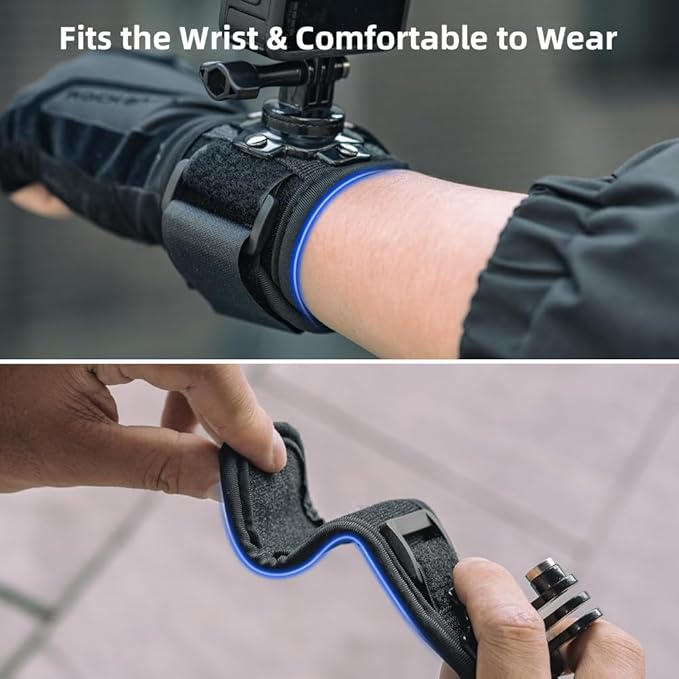 Wrist Strap Mount Compatible with GoPro Hero 13/12/11/10/9/8/7//6/5 Black,DJI Osmo Action 5 pro/4/3,Insta 360 ONE R,AKASO/Campark and More