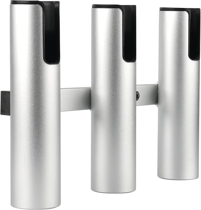 Marinebaby Aluminum Fishing Boat Rod Holder,3/4 Link Tube Aluminum Rod Rack, Suit Boats & Yacht ,Silver