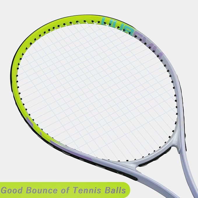 Tennis Racket Pre-Strung Lightweight 27 Inch Racquet Recreational Adult Rackets for Men Women Students Training Tennis Starter Kit with Balls,Carry Bag and Overgrips