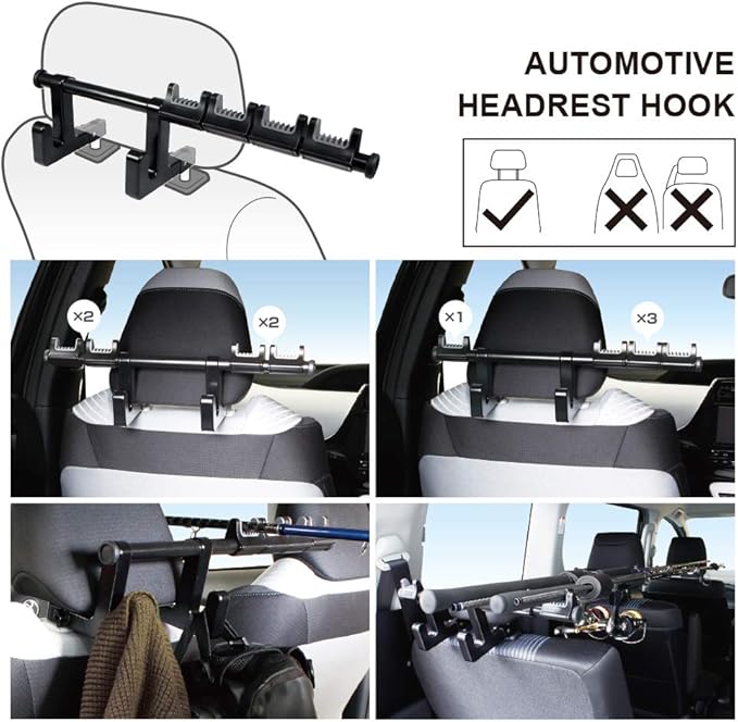 LITTLEMOLE Vehicle Fishing Rod Holder, Adjustable Car Fishing Rod Rack, Universal Fishing Pole Rack for SUVs, Wagons, Vans