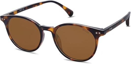 SOJOS 小さめ 丸型 クラシック 偏光サングラス レディース メンズ ヴィンテージスタイル UV400レンズ MAY SJ2113