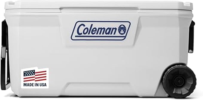 Coleman マリンクーラー、UVガード付き完全断熱蓋＆本体、氷を3日以上保持、ボートや釣りに最適、52qt/100qt ホイール付き/120qt オプション