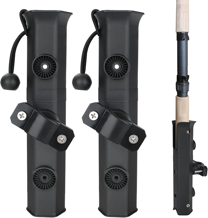 2PCS Pole Mount Fishing Rod Holders for Bike, Fishing Chairs, Cart, Scooter, Motorcycle, ATV & Beach Car Rotatable Fishing Pole Holder with Pole Mount Clamp