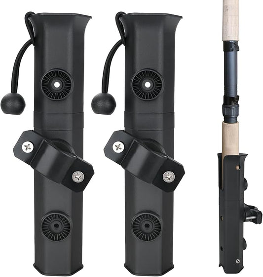 2PCS Pole Mount Fishing Rod Holders for Bike, Fishing Chairs, Cart, Scooter, Motorcycle, ATV & Beach Car Rotatable Fishing Pole Holder with Pole Mount Clamp