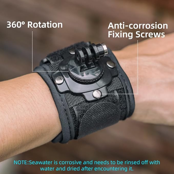 Wrist Strap Mount with Quick Release Adapter Compatible with GoPro Hero 13/12/11/10/9/8/7//6/5 Black,DJI Osmo Action 5 pro/4/3/2,Insta 360 ONE R,AKASO/Campark and More