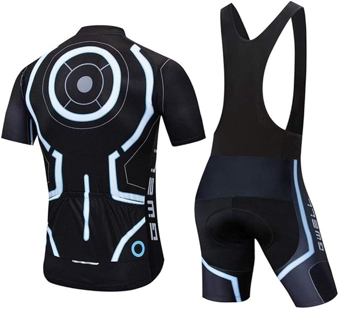 Men's Quick-Dry Cycling Jersey Set Road Bike Bicycle Shirt + Bib Shorts with 9D Gel Pad MTB Riding Clothing Kit