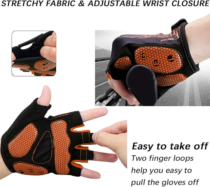 MOREOK Cycling Gloves Bike Gloves for Men/Women-[5MM Gel Pad] Half Finger Bicycle Biking Gloves for Cycling/Weight Lifting/Gym/Motorcycle/Rowing/Outdoor Sports
