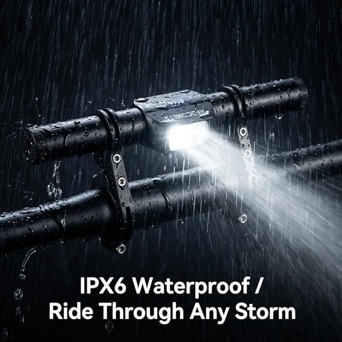 Redcomet Bike Handlebar Extender with Rechargeable Headlight, 800 Lumens USB Bike Light, 9.05" Aluminum Alloy Waterproof Bicycle Extension Bracket Accessories for Bicycle, E-Scooter