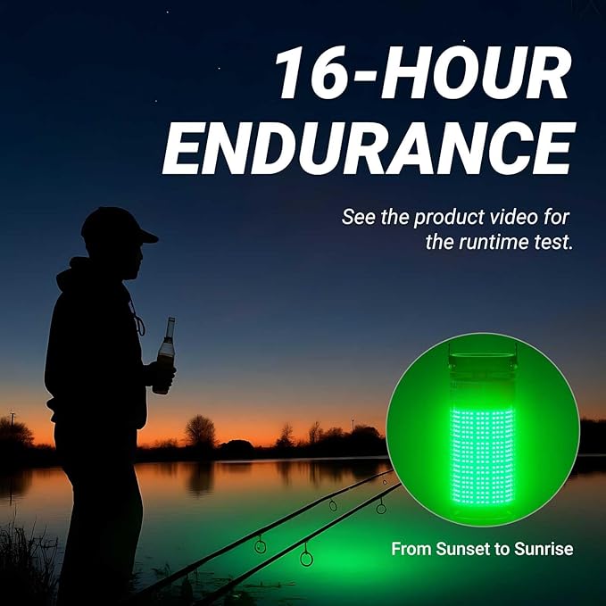 Rechargeable Underwater Fishing Light,Auto On in Water,Multi-Color Options, Up to 16000lm, IP68 Waterproof,No External Power,Cordless,Night Boat Dock Ice Fishing