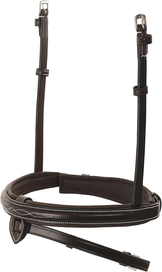 Exion Anatomical Snaffle Jumping Bridle for Horses with Removable Flash Noseband & Rubber Reins – Premium Vegetable-Tanned Leather, SS Buckles, Padded MonoCrown, Designer Stitching