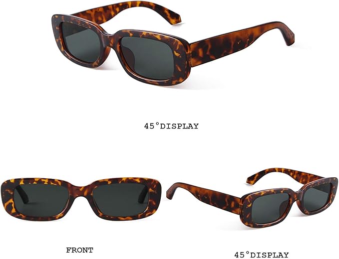 BUTABY Rectangle Sunglasses for Women Retro Driving Glasses 90’s Vintage Fashion Narrow Square Frame UV400 Protection