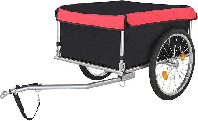 PEXMOR Bike Cargo Trailer, Foldable Bicycle Cart Bike Wagon Trailer w/Universal Bike Hitch & 20" Quick Release Wheel, Folding Bike Luggage Carrier w/Waterproof Cover, Large Loading Bike Storage Cart