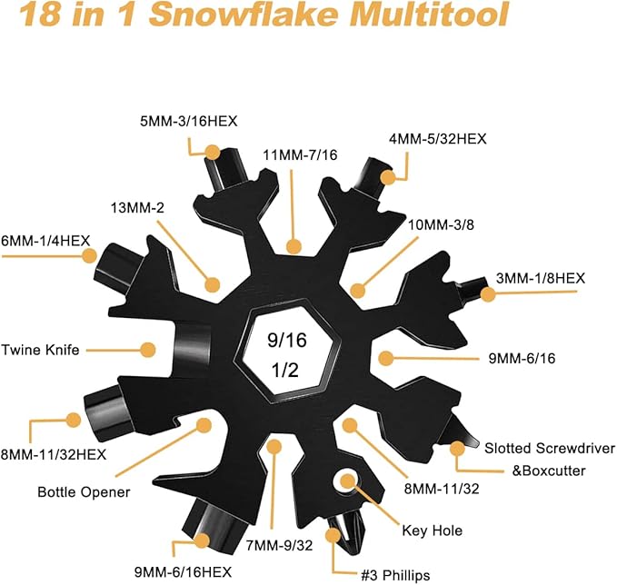 Stocking Stuffers for Adults Men, 2 Pack 18 in 1 Snowflake Multitool, Christmas Gifts for Adults, White Elephant Gifts for Men Who Have Everything,Tool Gift for Him Women Husband Boys