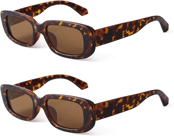 BUTABY Rectangle Sunglasses for Women Retro Driving Glasses 90’s Vintage Fashion Narrow Square Frame UV400 Protection