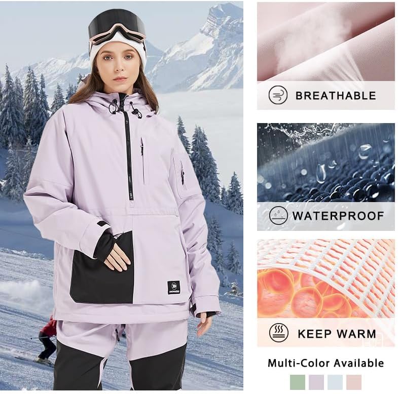 SNOWVERB Women Men Baggy Snow Ski Coat & Snowboard Jacket for Snowsports
