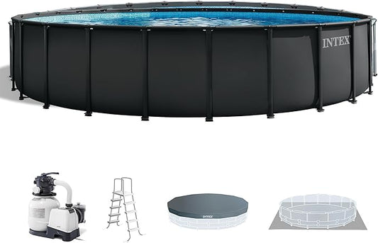 INTEX Ultra XTR 26 ft x 52 in Above Ground Pool Set, Round Swimming Pool with Steel Frame, 2800 GPH Sand Filter Pump, Ladder, Cover, & Ground Cloth