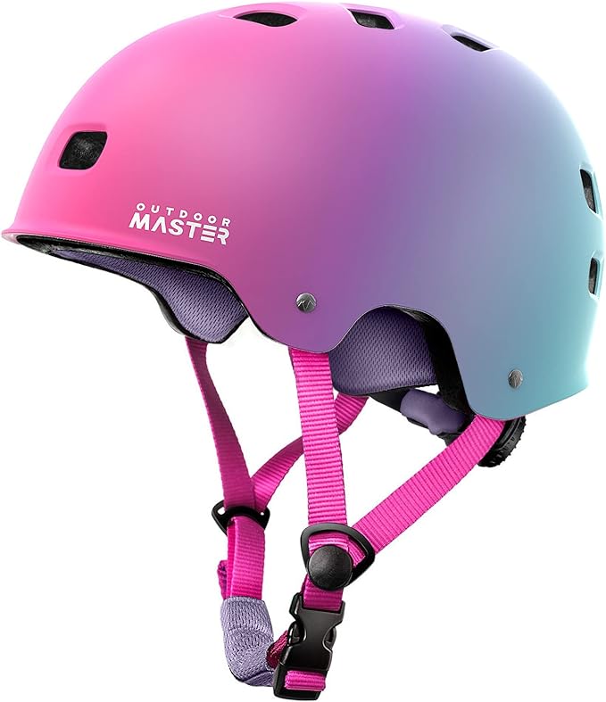 OutdoorMaster スケートボード サイクリング ヘルメット - 取り外し可能なインナー2枚 通気性 多用途 スポーツ スクーター ローラースケート インラインスケート ローラーブレード 子供 ユース 大人用