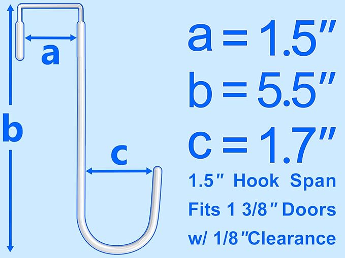 Over The Door Metal Hooks with Plastic Coating 5.5" Fit 0.5" to 1 3/8" Door 8 Pcs Heavy Duty Single Towel Robe Rack Wreath Bathroom Shower Hanger Shoe Organizer Ironing Board Short White