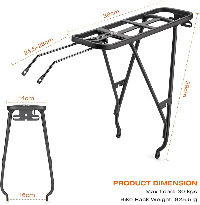 CXWXC Rear Bike Rack - Bike Cargo Rack for Disc Brake/Non-Disc Brake Mount - 66lbs Bicycle Pannier Touring Carrier Rack for 26"-27.5” or 29" Frames
