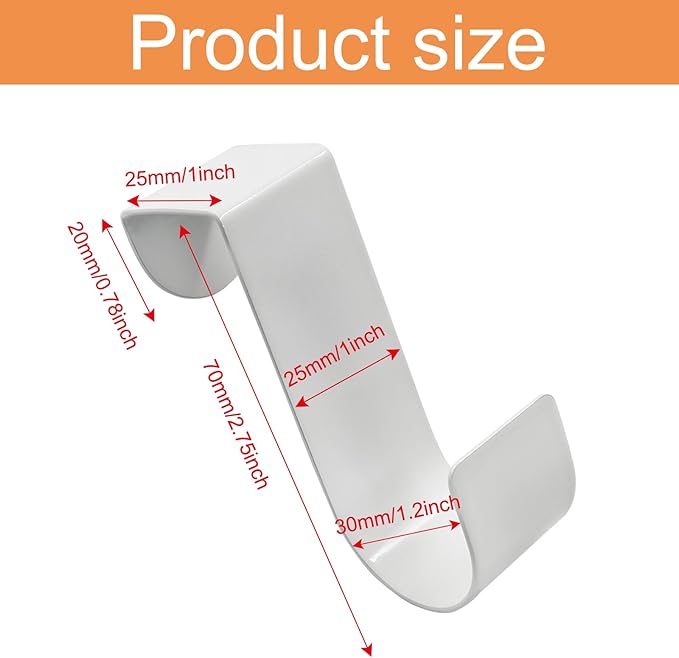 6 Pack Over The Cabinet Door Hook, Metal Single Over Door Hooks Hanger Hook for Hanging Stocking Clothes Towels (White)