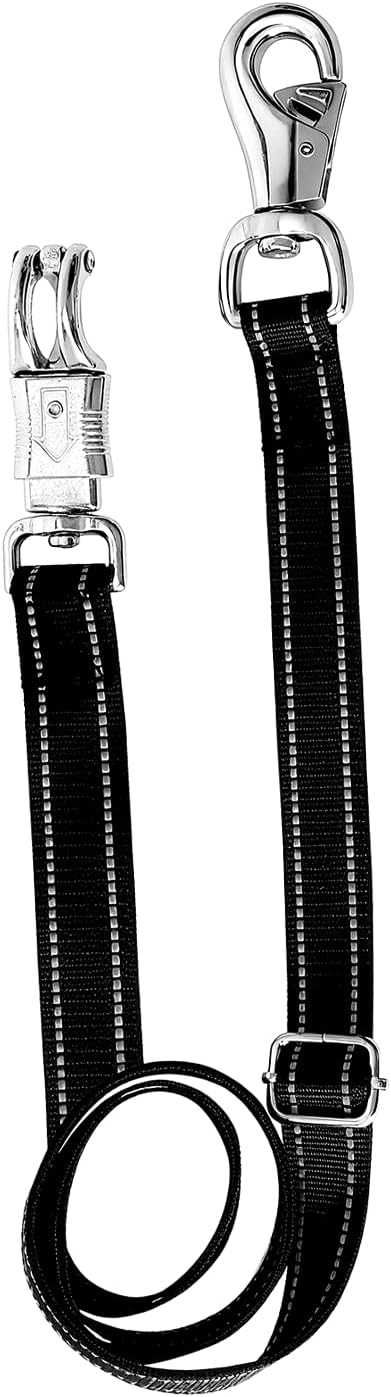 Cross Ties for Horses 1 Pack, Horse Trailer Tie with Panic Snap & Bull Snap, Adjustable Nylon Cross Tie Adjusts 44.5" to 78.7" for Horse Supplies, Black