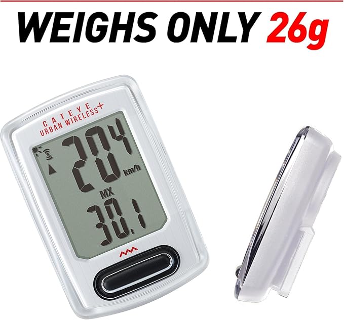 CATEYE Urban Wireless+ Bike Computer – Wireless Speedometer with Backlight, Calorie Tracking, FlexTight™ Mount, Auto Start/Stop, 1 Year Battery Life, for Road, MTB, Gravel Cycling