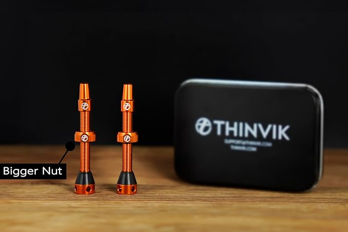 Thinvik Presta Tubeless Valve Stem 44/48/65/70/85mm,Super Light Alloy Presta Tubeless Valve Stem Kit for Tubeless Tires-2 Tubeless Valve Stem (with Aluminum Alloy Valve Cap) + Valve Core Removal Tool
