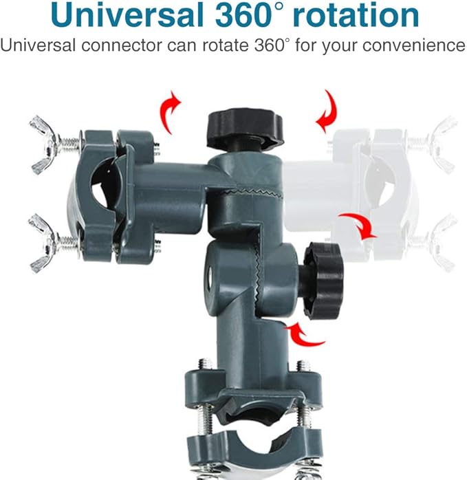 Faddare Fishing Chair Umbrella Stand Bracket, 360 Degree Rotation Adjustable Fishing Rod Holder, Chair Stand Lures Dish/Flashlight Holder, Fishing Pole Bracket Connect(Black)