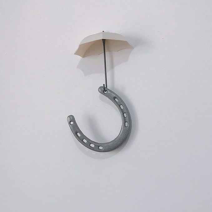 Cast Iron Horseshoe Wall Decor, Medium Horseshoe Sturdy Cast Iron 5 Holes On Each Side for Indoor Or Outdoor