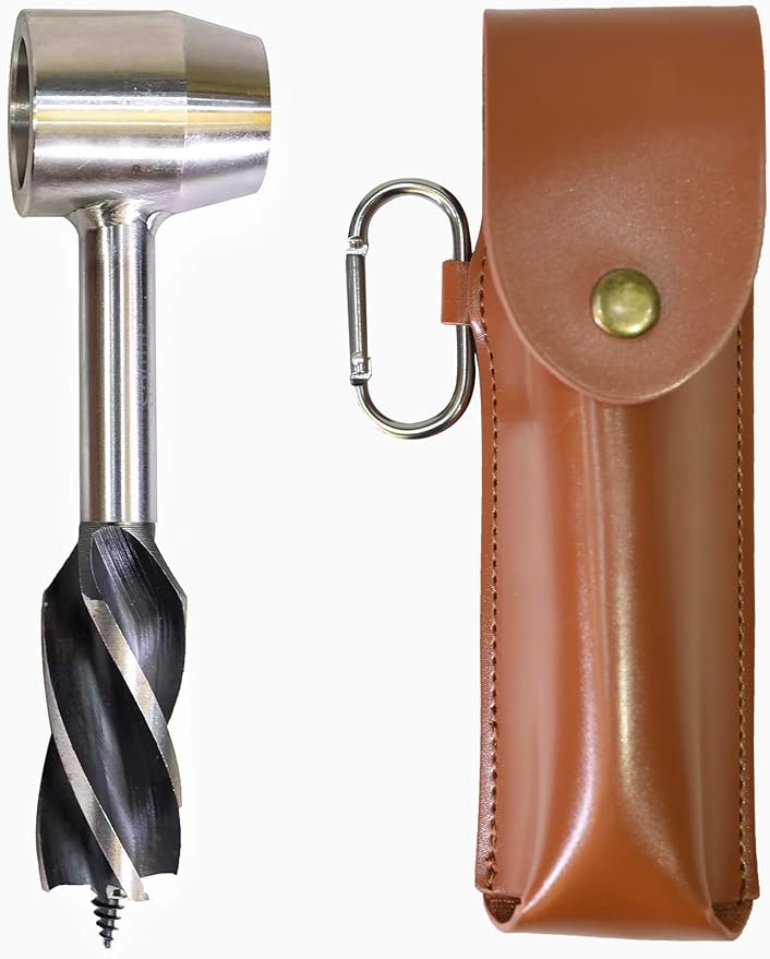 Bushcraft Survival Tool, Survival Tool for Bushcraft Settlers, Manual Drill Wrench, Scotch Eye Auger Drill and Hand Hole Maker for Outdoor, Bushcrafting, with Protective Case and Hook