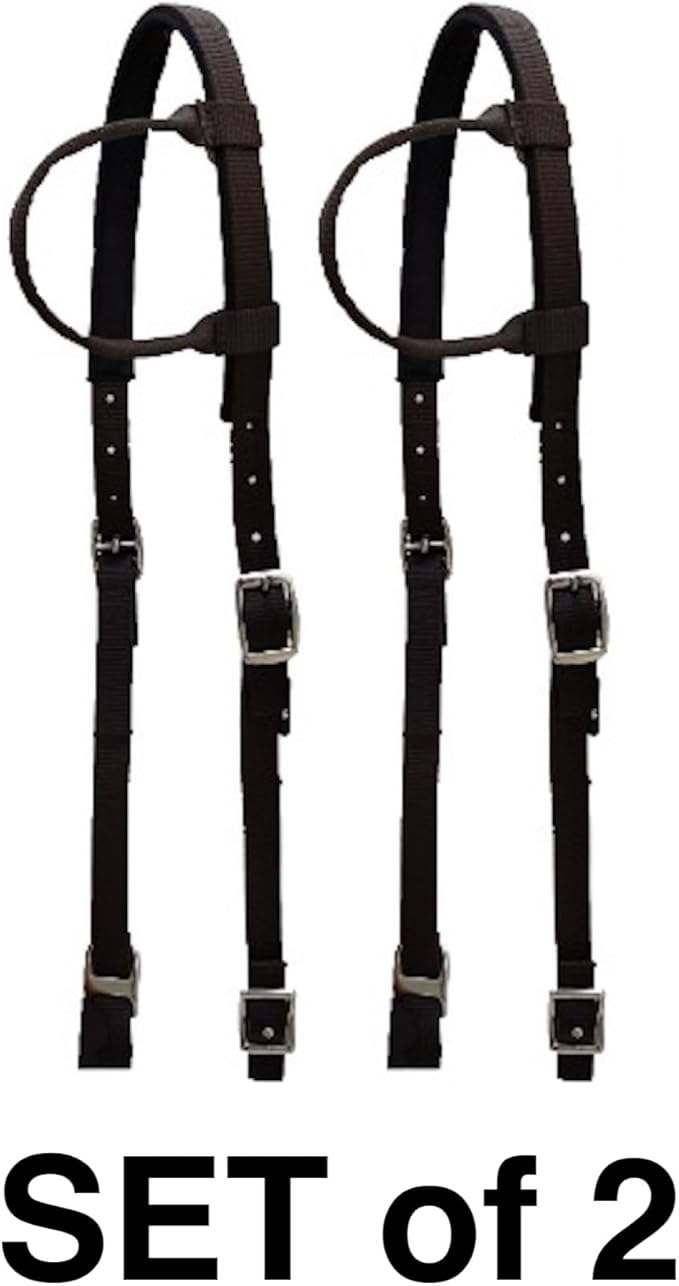 Majestic Ally Nylon Padded Sliding Single Ear Headstall for Horses- Set of 2 - Multiple Colors