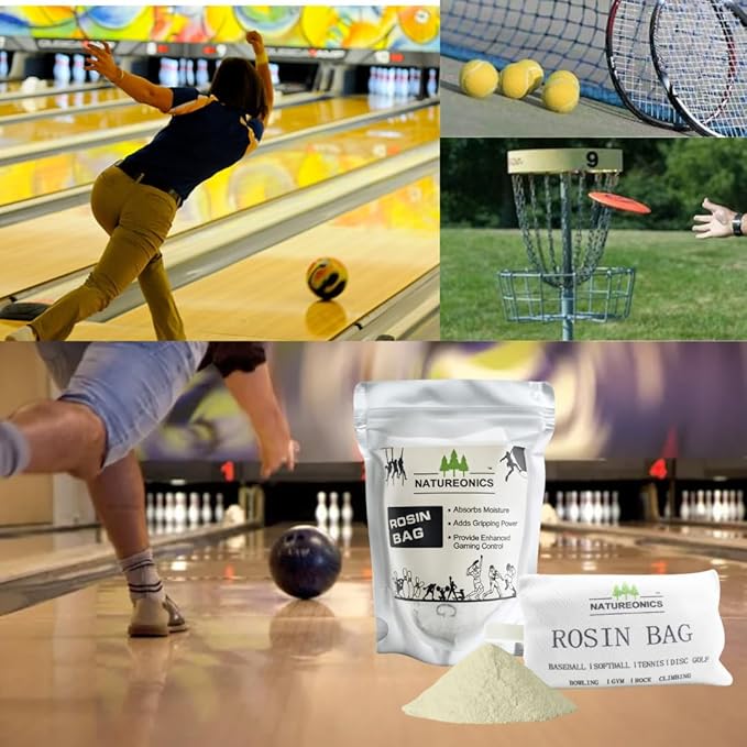 Rosin Bag for Improved Grip in Baseball, Bowling, Softball, Pickleball, Tennis, Disc Golf, Gym & Weight Lifting, Pole Grip and Rock Climbing - 5.3 Oz, White, 5.12 x 3.4 Inches.