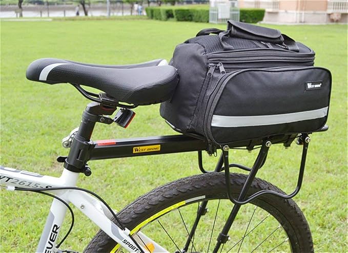West Biking 110Lb Capacity Almost Universal Adjustable Bike Cargo Rack Cycling Equipment Stand Footstock Bicycle Luggage Carrier Racks with Reflective Logo (Black)