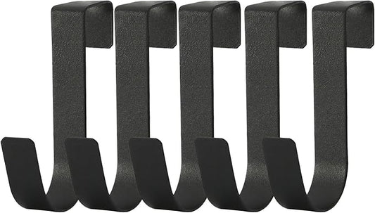 eywlwaar Over The Cabinet Door Single Hooks 5 Pack (Black) Fit for 3/4 inch Doors （Thickness Over 0.8Inch is Not Suitable