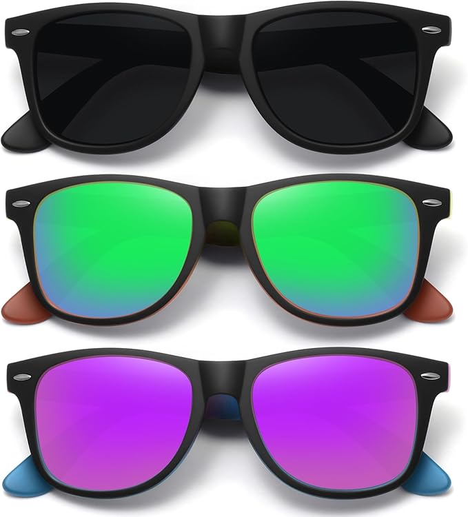 MEETSUN 偏光サングラス レディース メンズ クラシック レトロ トレンディ ドライブ用サングラス UV400保護 (3点セット)